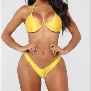 Yellow Fashion Nova Fine Lines Bikini